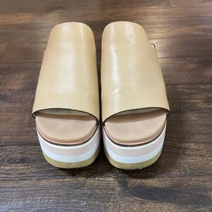 Naked feet 
Beige Platform wedges